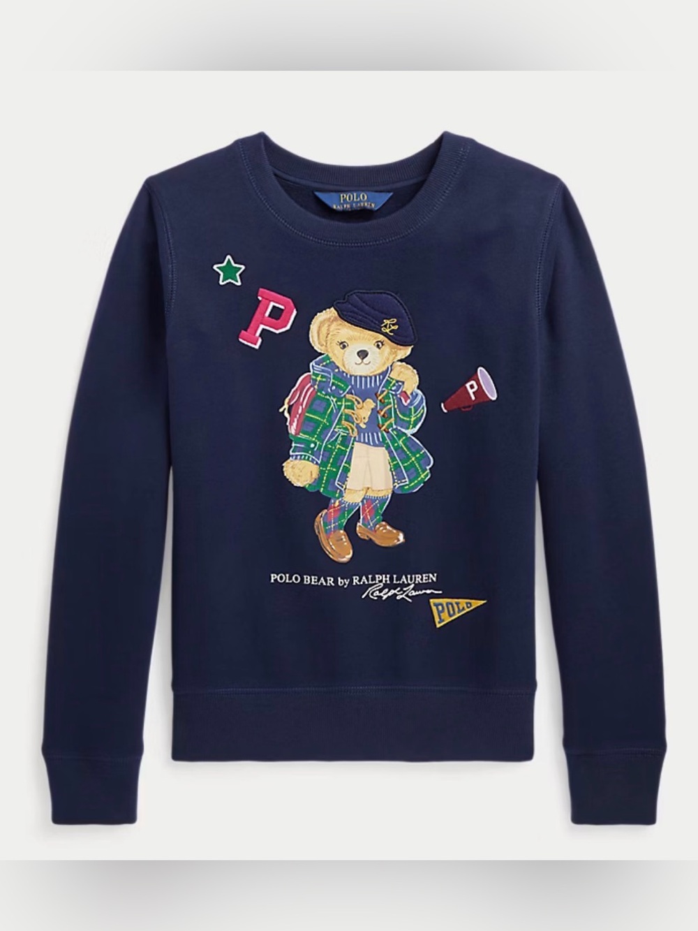 Polo Ralph Lauren Girls Polo Bear Fleece Sweatshirt Navy XL 16